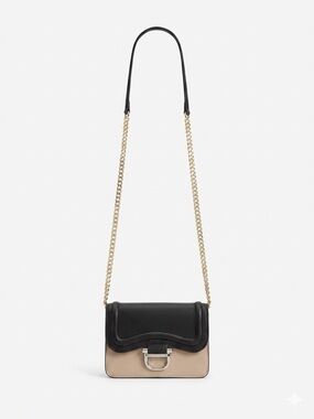 Nine West Light Pink/Beige Chain‑Strap Crossbody Bag – Black Trim
